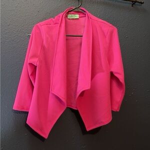 Hot Pink Open Front Draped Blazer Jacket